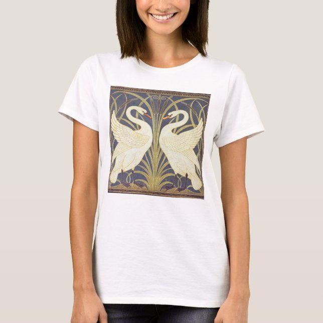 Camiseta Walter Crane Swan, Rush E Iris Art Nouveau (Frente)