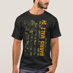 Camiseta Walz 2024 Eleição Presidencial Kamala Camo Flag