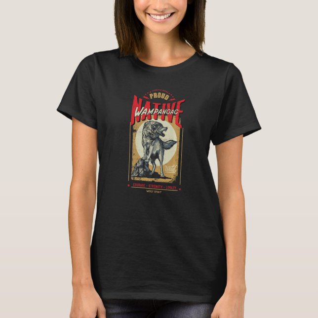 Camiseta Wampanoag Native American Indian Born Wolf Spirit  (Frente)
