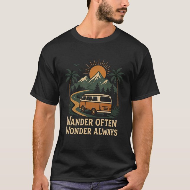 Camiseta Wander Often Wonder Always – Retro Van tshirt (Frente)