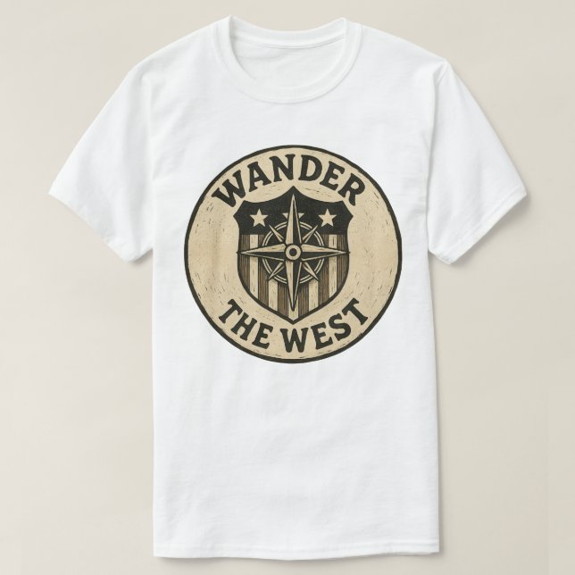 Camiseta Wander West Vintage Crachá (Frente do Design)