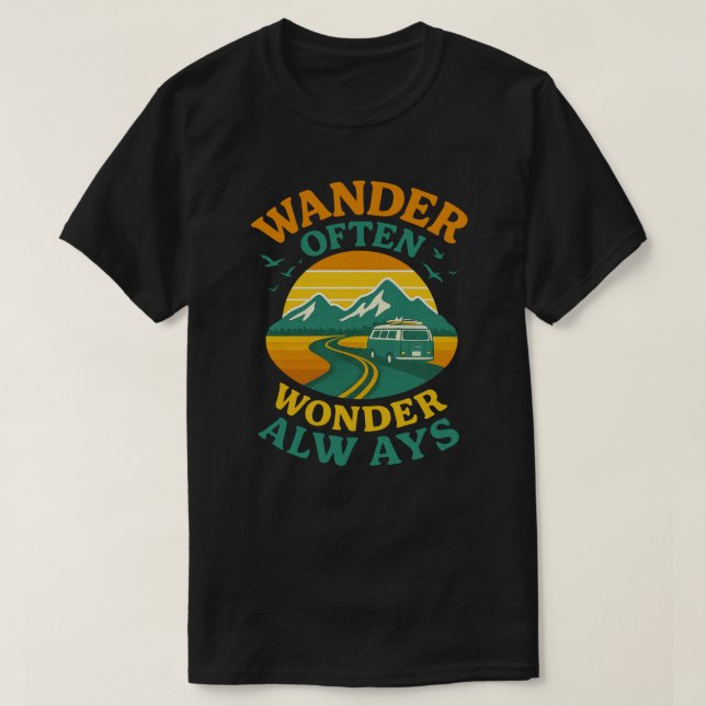 Camiseta Wander Wonder Wonder Sempre l Retro Viagem Cote , (Frente do Design)