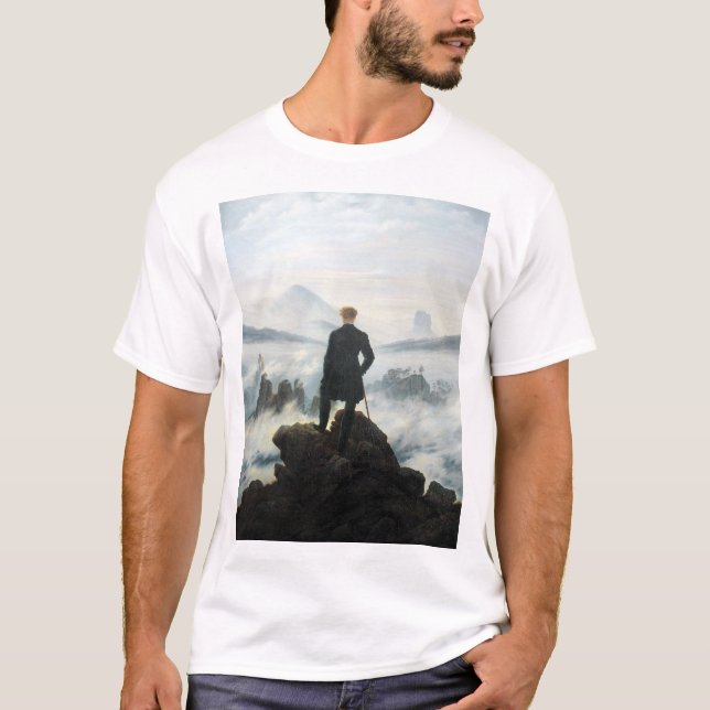 Camiseta Wanderer sobre o Mar de Fog, Friedrich (Frente)