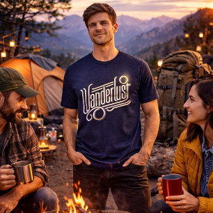 Camiseta Wanderlust - Tipografia Metálica Elegante