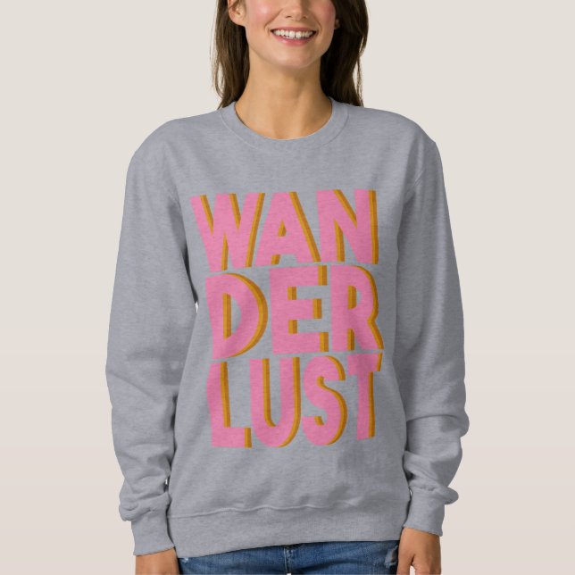 Camiseta Wanderlust Typografia Wall Art Poster a rosa (Frente)