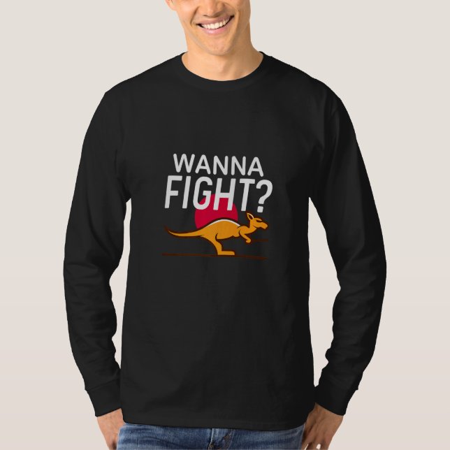 Camiseta Wanna Fight Kangaroo Na Austrália (Frente)