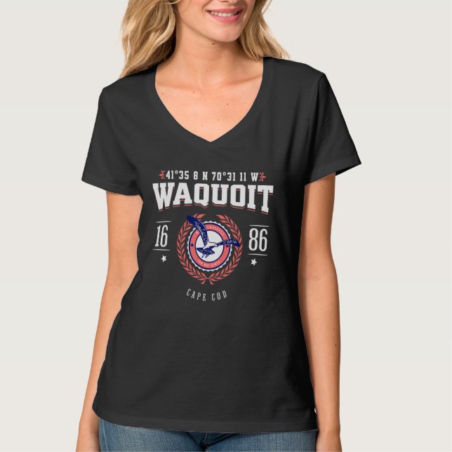 Camiseta Waquoit Massachusetts Cape Cod MA Praia Náutica (Frente)
