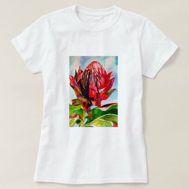 Camiseta Waratah, cor-de-água natural da Austrália (Frente do Design)
