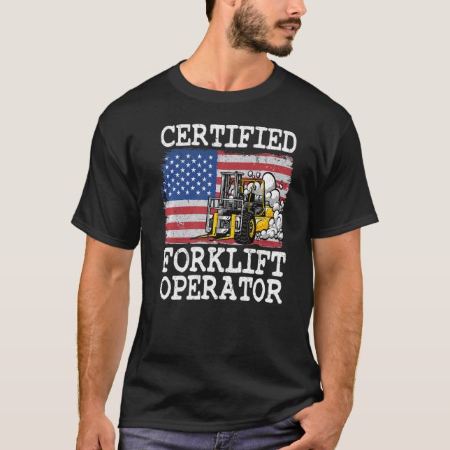 Camiseta Warehouse American Flag Forklevertified Forklif (Frente)