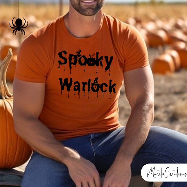 Camiseta Warlock,Funny Halloween Shirt for Men,Spooky Scary (Criador carregado)