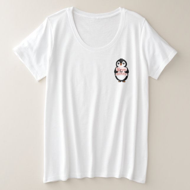 Camiseta Warm by nature: Adorable Penguin with Playful Text (Frente do Design)