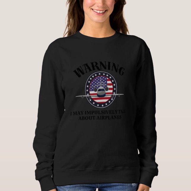 Camiseta Warning Aviation! Pode falar impulsivamente sobre  (Frente)
