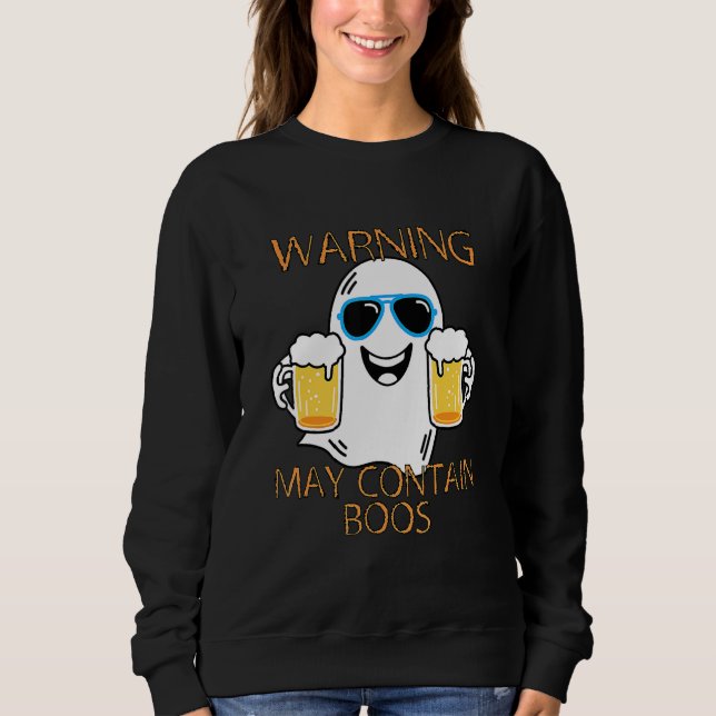 Camiseta Warning May Contain Boos Mens Halloween (Frente)
