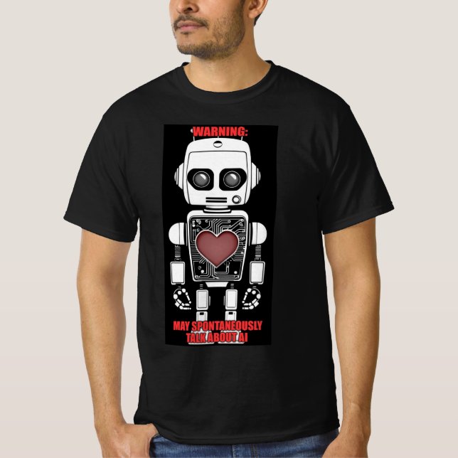 Camiseta Warning: May Talk About AI Men's Black (Frente)