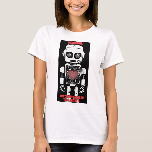 Camiseta Warning: May Talk About AI Women's White (Frente)