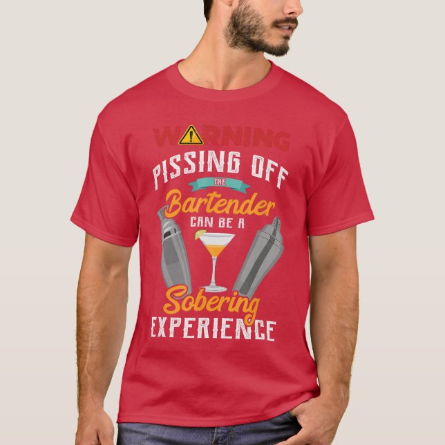 Camiseta Warning Pissing Offhe Bartender Funny Sarcastic Ba (Frente)