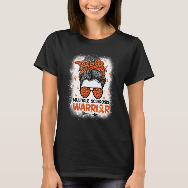 Camiseta Warrior Messy Bun Leopard Múltipla Esclerose A (Frente)