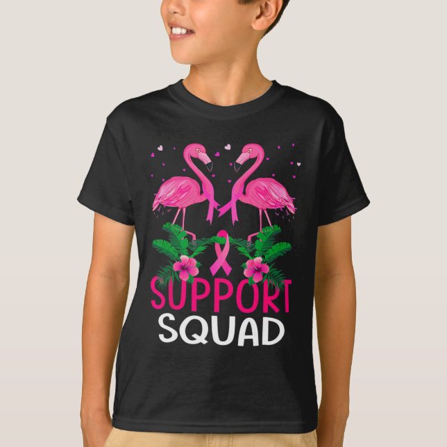Camiseta Warrior Support Squad Flamingo Breast Cancer Aware (Frente)