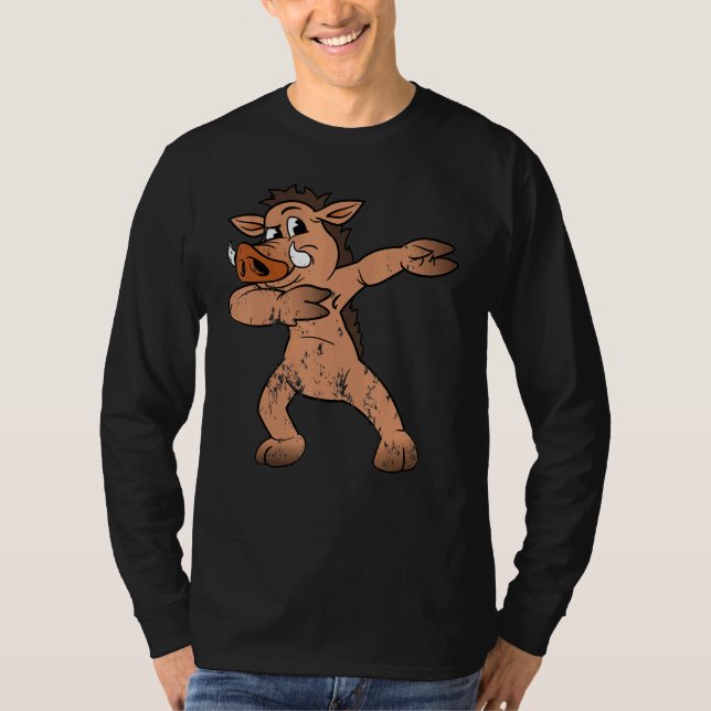 Camiseta Warthog Wild Boar Animal Dabbing Dab Dancing Vinta (Frente)