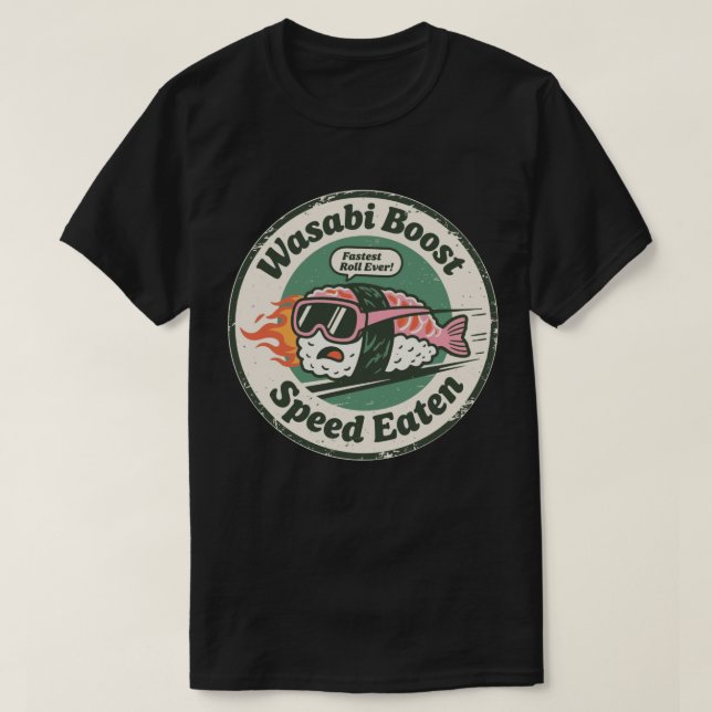 Camiseta Wasabi Boost Velocidade Comida Corrida Sushi (Frente do Design)