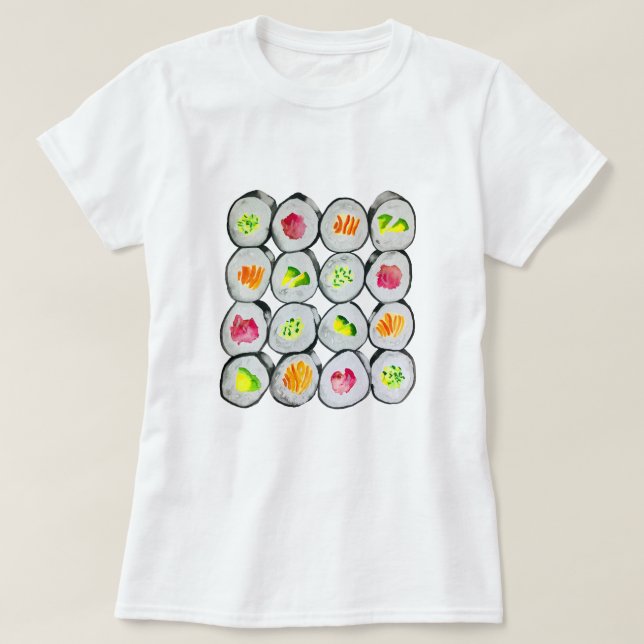 Camiseta Wasabi de aquarela de Sushi Time (Frente do Design)
