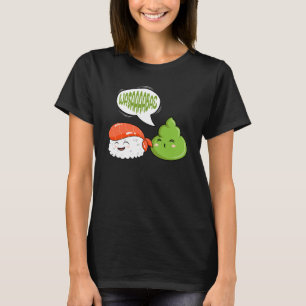 Camiseta Wasabi Salmon Sushi Cão de Pasta-de-Cavalo Japonês
