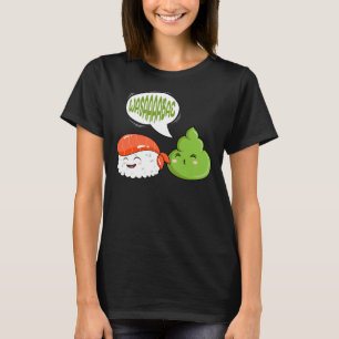Camiseta Wasabi Salmon Sushi Cão de Pasta-de-Cavalo Japonês