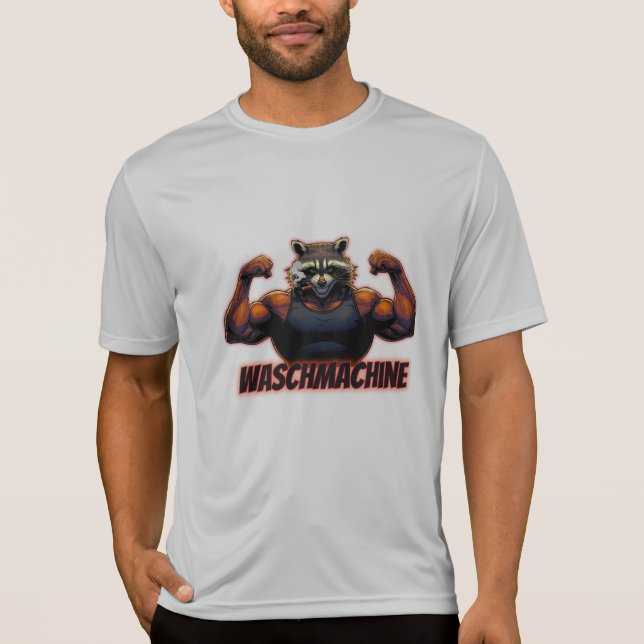 Camiseta Waschmachine – Strong Raccoon Gym Design (Frente)