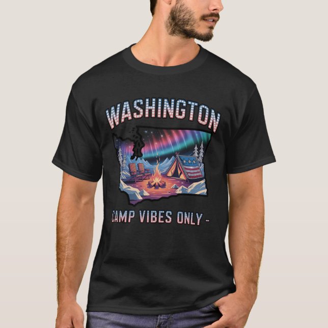 Camiseta Washington Camping Design | Outdoor Campfire  (Frente)