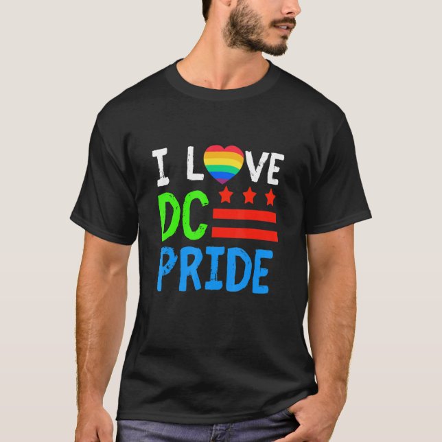 Camiseta Washington D C Pride Month Rainbow Heart Gay E L (Frente)
