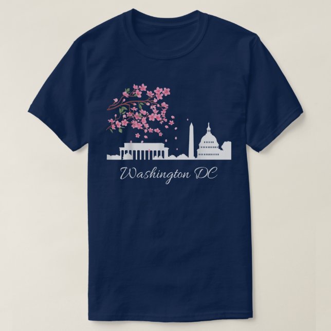 Camiseta Washington DC Capitol Building Cherry Blossoms Mem (Frente do Design)
