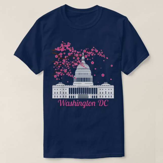 Camiseta Washington DC Cherry Blossoms Monuments Men Women (Frente do Design)