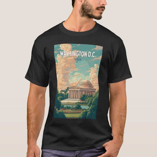 Camiseta Washington DC Thomas Jefferson Memorial Viagem Art (Frente)