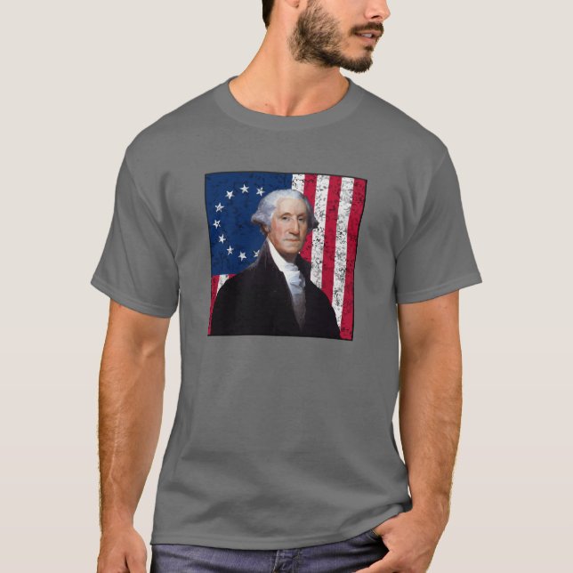 Camiseta Washington e a bandeira americana (Frente)