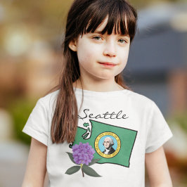 Camiseta Washington Flag e Flower Pacific Rhododendron