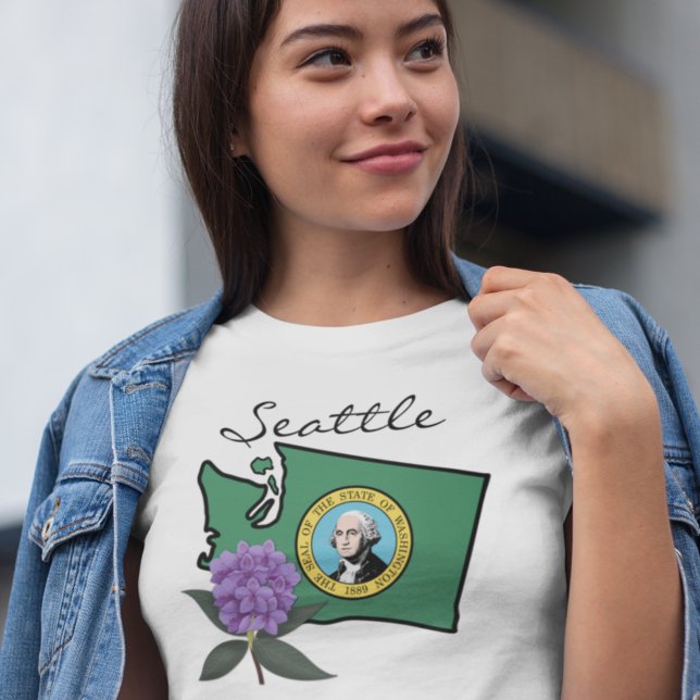 Camiseta Washington Flag e Flower Pacific Rhododendron (Criador carregado)