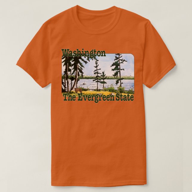Camiseta Washington O Estado Evergreen (Frente do Design)