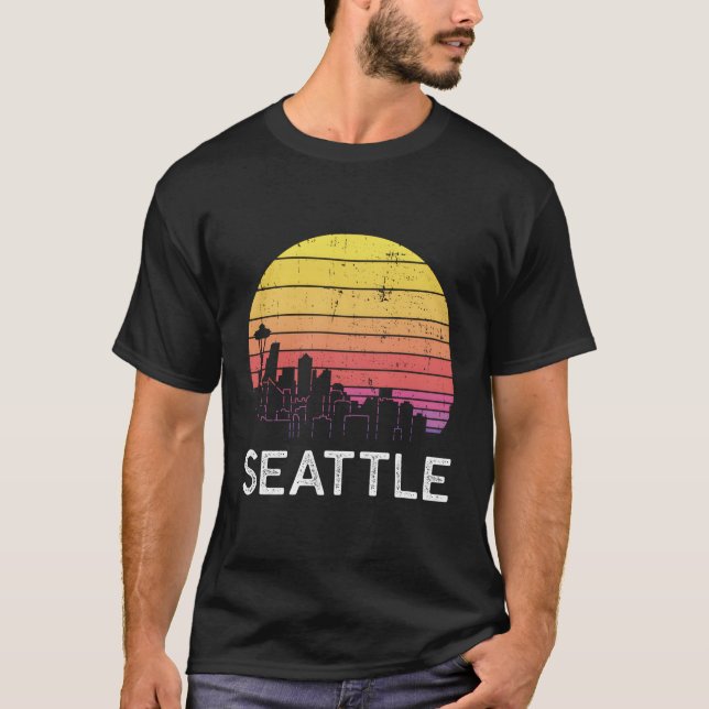 Camiseta Washington Seattle Skyline Urban Building (Frente)