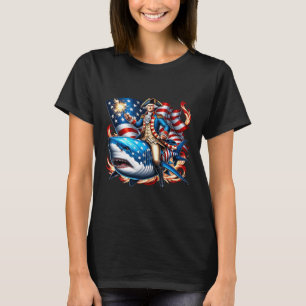 Camiseta Washington Shark Funny 4 de julho Fl Americano