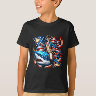 Camiseta Washington Shark Funny 4 de julho Fl Americano