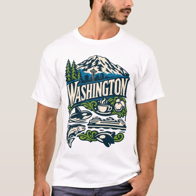 Camiseta Washington State Heritage Seattle Mount Rainier (Frente)