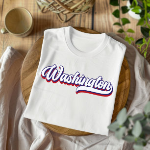 Camiseta Washington Vermelho Branco e Azul com Tip