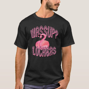 Camiseta Wassup Flockers Engraçado Tê Flamingo Rosa Rosa 
