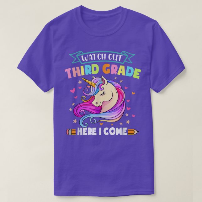 Camiseta Watch Out 3rd Grade Here I Come Cute Back To Schoo (Frente do Design)