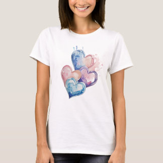 Camiseta Water Colour Painted Hearts