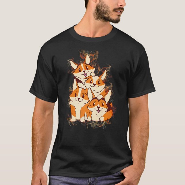 Camiseta Water Splash Corgi Dog Pile (Frente)