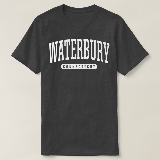 Camiseta Waterbury Connecticut Vacut College Style Espor (Frente do Design)
