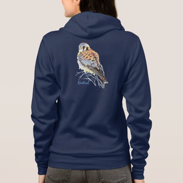 Camiseta Watercolor American Kestrel Falcon Bird Hawk (Verso)