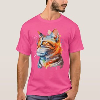 Camiseta Watercolor American Shorthair Cat Colorir Cat Lov
