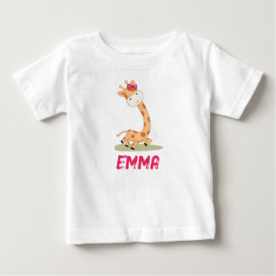 Camiseta Watercolor Baby Giraffe, Safari
